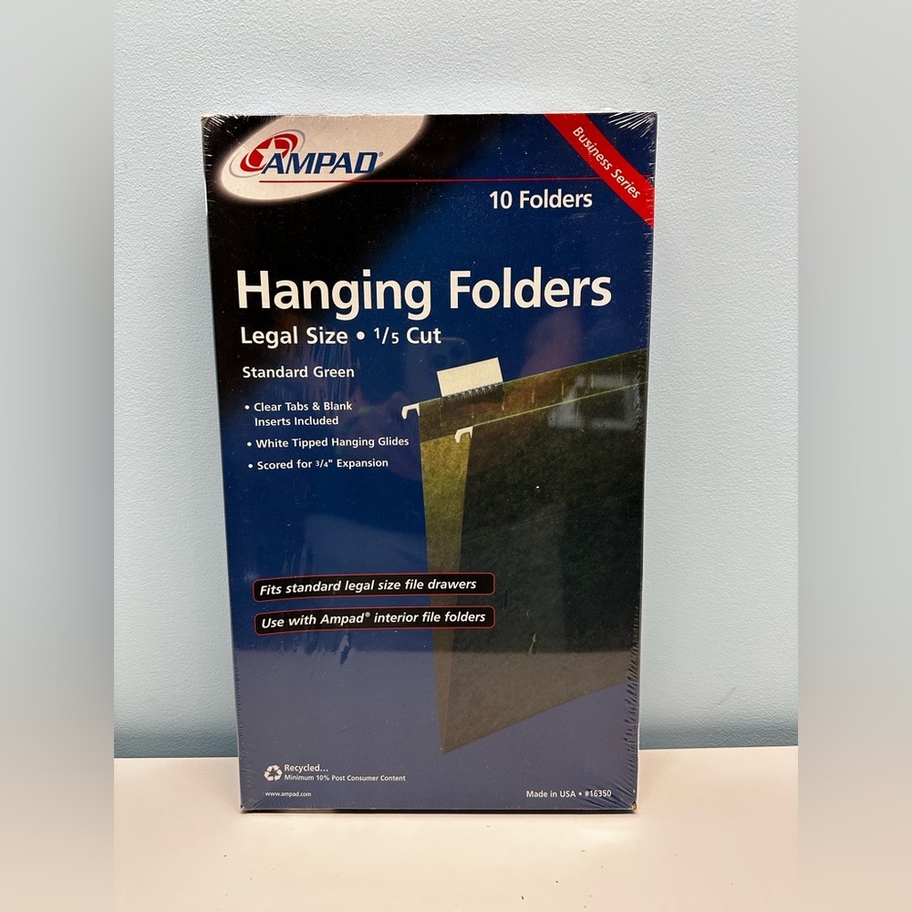 Ampad Green 10 Hanging Folders Filing Cabinet Legal Size NEW